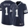 Navy Rafael Septien Cowboys #1 Stitched American Football Jersey Custom Sewn-on Patches Mens Womens Youth