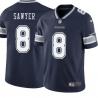 Navy Buzz Sawyer Cowboys #8 Stitched American Football Jersey Custom Sewn-on Patches Mens Womens Youth