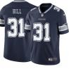 Navy Bill Hill Cowboys #31 Stitched American Football Jersey Custom Sewn-on Patches Mens Womens Youth