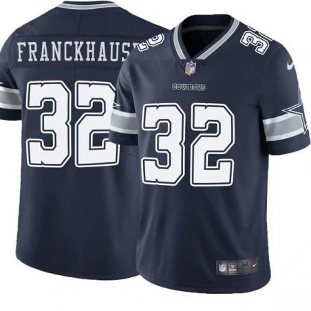 Navy Tom Franckhauser Cowboys #32 Stitched American Football Jersey Custom Sewn-on Patches Mens Womens Youth