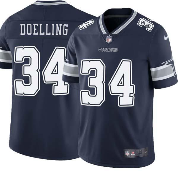 Navy Fred Doelling Cowboys #34 Stitched American Football Jersey Custom Sewn-on Patches Mens Womens Youth