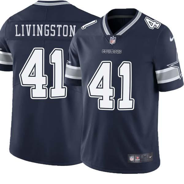 Navy Warren Livingston Cowboys #41 Stitched American Football Jersey Custom Sewn-on Patches Mens Womens Youth