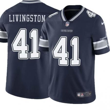 Navy Warren Livingston Cowboys #41 Stitched American Football Jersey Custom Sewn-on Patches Mens Womens Youth