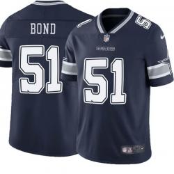 Navy Devante Bond Cowboys #51 Stitched American Football Jersey Custom Sewn-on Patches Mens Womens Youth