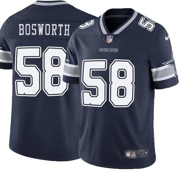 Navy Kyle Bosworth Cowboys #58 Stitched American Football Jersey Custom Sewn-on Patches Mens Womens Youth