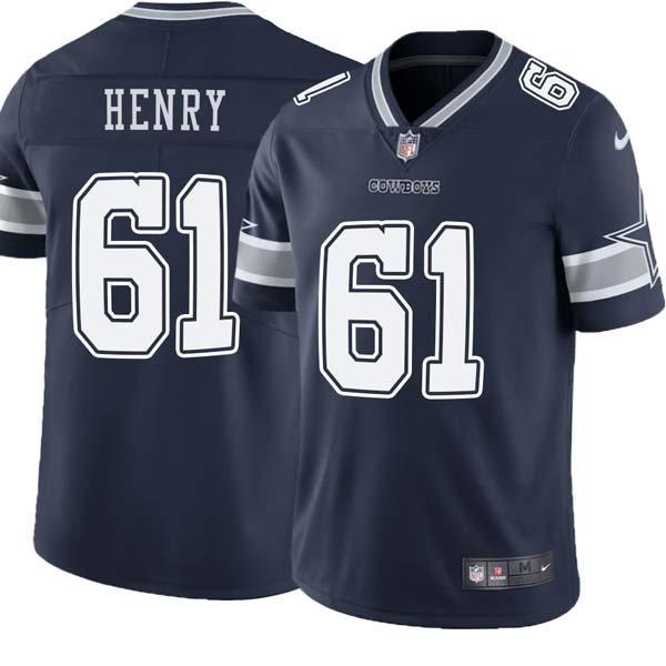 Navy Marcus Henry Cowboys #61 Stitched American Football Jersey Custom Sewn-on Patches Mens Womens Youth