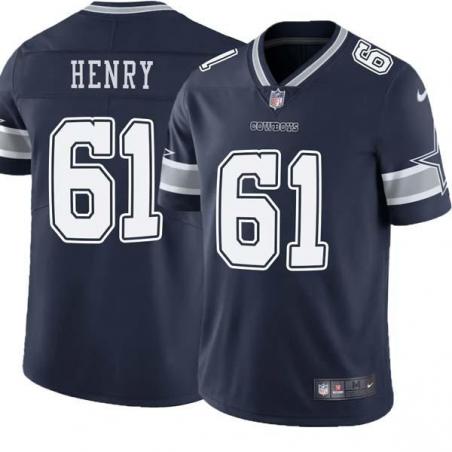 Navy Marcus Henry Cowboys #61 Stitched American Football Jersey Custom Sewn-on Patches Mens Womens Youth