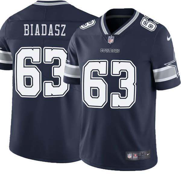 Navy Tyler Biadasz Cowboys #63 Stitched American Football Jersey Custom Sewn-on Patches Mens Womens Youth