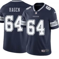 Navy Halvor Hagen Cowboys #64 Stitched American Football Jersey Custom Sewn-on Patches Mens Womens Youth