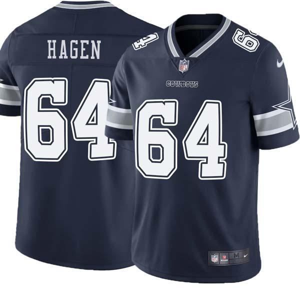 Navy Halvor Hagen Cowboys #64 Stitched American Football Jersey Custom Sewn-on Patches Mens Womens Youth