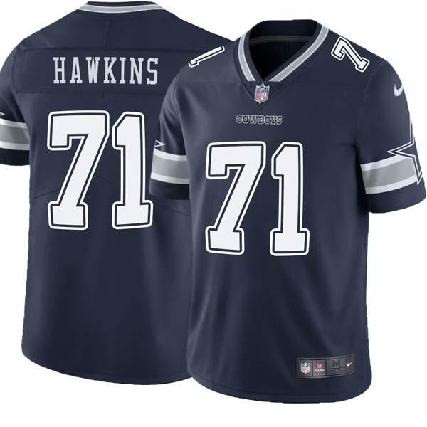 Navy Donald Hawkins Cowboys #71 Stitched American Football Jersey Custom Sewn-on Patches Mens Womens Youth