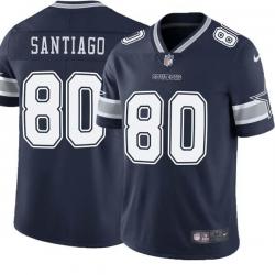 Navy O.J. Santiago Cowboys #80 Stitched American Football Jersey Custom Sewn-on Patches Mens Womens Youth
