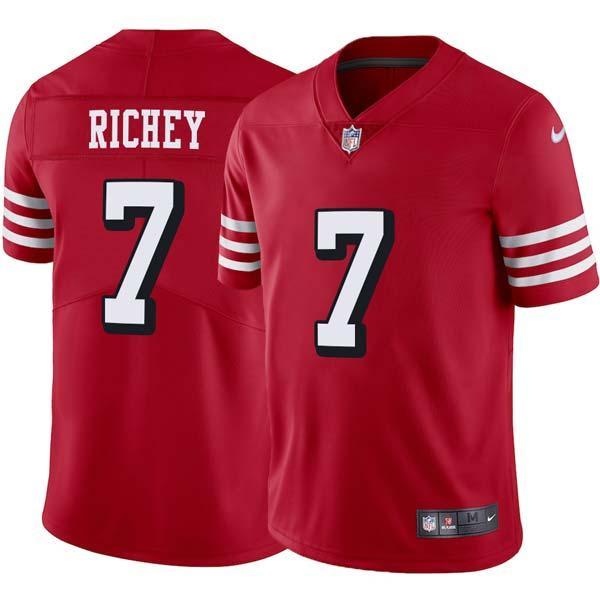 Red Throwback Wade Richey 49ers Jersey Custom Sewn-on Patches Mens Womens Youth