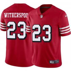 Red Throwback Ahkello Witherspoon 49ers Jersey Custom Sewn-on Patches Mens Womens Youth