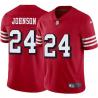 Red Throwback Eric Johnson 49ers Jersey Custom Sewn-on Patches Mens Womens Youth