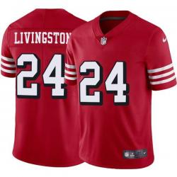 Red Throwback Howie Livingston 49ers Jersey Custom Sewn-on Patches Mens Womens Youth