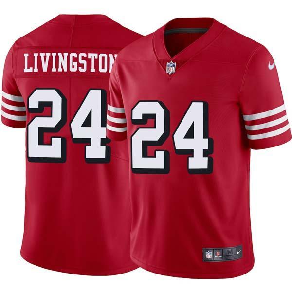 Red Throwback Howie Livingston 49ers Jersey Custom Sewn-on Patches Mens Womens Youth