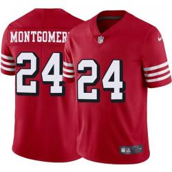 Red Throwback Monty Montgomery 49ers Jersey Custom Sewn-on Patches Mens Womens Youth