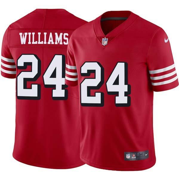 Red Throwback K'Waun Williams 49ers Jersey Custom Sewn-on Patches Mens Womens Youth