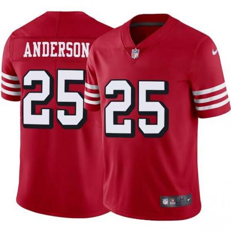 Red Throwback Marques Anderson 49ers Jersey Custom Sewn-on Patches Mens Womens Youth