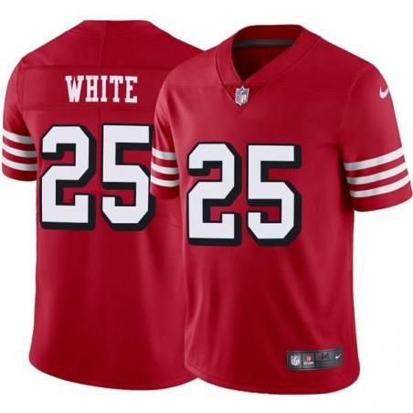 Red Throwback Bob White 49ers Jersey Custom Sewn-on Patches Mens Womens Youth