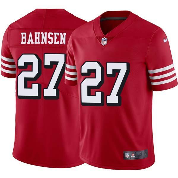 Red Throwback Ken Bahnsen 49ers Jersey Custom Sewn-on Patches Mens Womens Youth