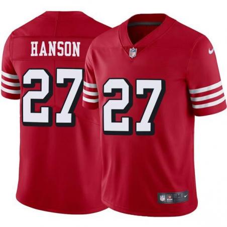 Red Throwback Joselio Hanson 49ers Jersey Custom Sewn-on Patches Mens Womens Youth