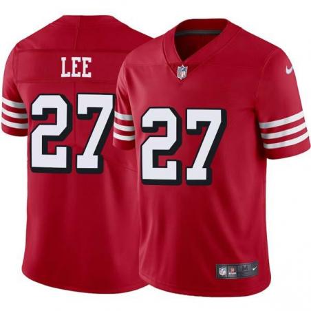 Red Throwback Mark Lee 49ers Jersey Custom Sewn-on Patches Mens Womens Youth
