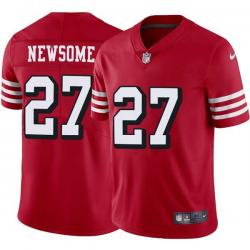Red Throwback Craig Newsome 49ers Jersey Custom Sewn-on Patches Mens Womens Youth