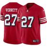 Red Throwback Jason Verrett 49ers Jersey Custom Sewn-on Patches Mens Womens Youth