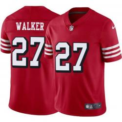 Red Throwback Adam Walker 49ers Jersey Custom Sewn-on Patches Mens Womens Youth