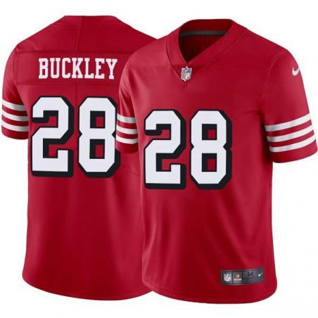 Red Throwback Curtis Buckley 49ers Jersey Custom Sewn-on Patches Mens Womens Youth