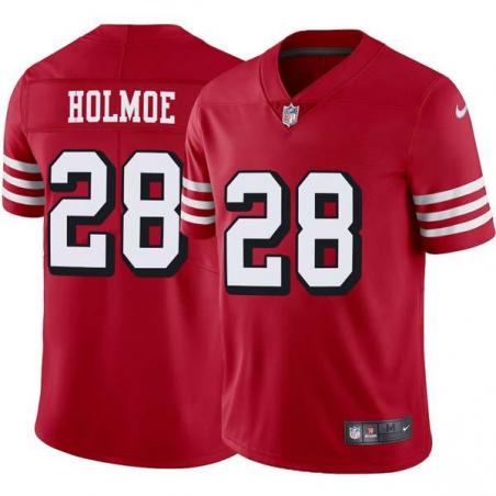 Red Throwback Tom Holmoe 49ers Jersey Custom Sewn-on Patches Mens Womens Youth