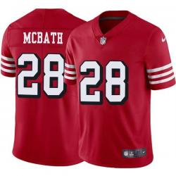 Red Throwback Darcel McBath 49ers Jersey Custom Sewn-on Patches Mens Womens Youth