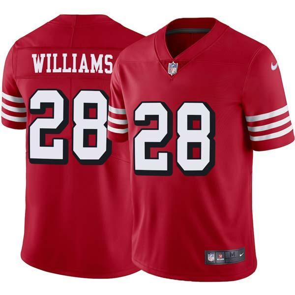Red Throwback Howie Williams 49ers Jersey Custom Sewn-on Patches Mens Womens Youth