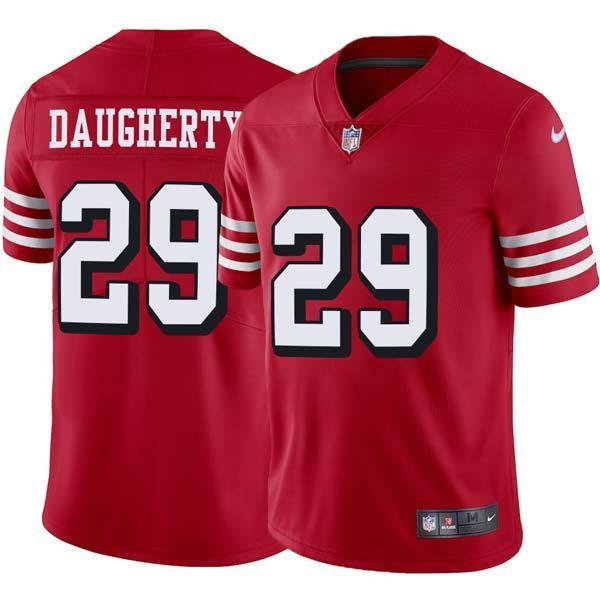 Red Throwback Bob Daugherty 49ers Jersey Custom Sewn-on Patches Mens Womens Youth
