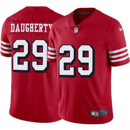 Red Throwback Bob Daugherty 49ers Jersey Custom Sewn-on Patches Mens Womens Youth