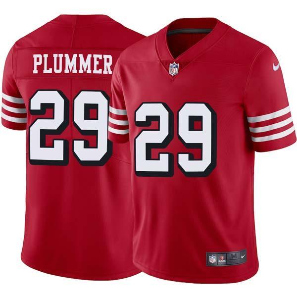 Red Throwback Ahmed Plummer 49ers Jersey Custom Sewn-on Patches Mens Womens Youth