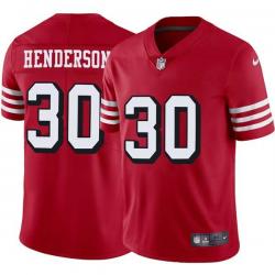 Red Throwback Keith Henderson 49ers Jersey Custom Sewn-on Patches Mens Womens Youth