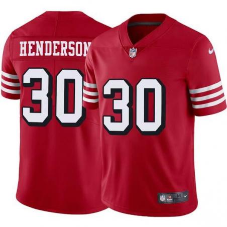 Red Throwback Keith Henderson 49ers Jersey Custom Sewn-on Patches Mens Womens Youth