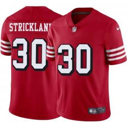 Red Throwback Donald Strickland 49ers Jersey Custom Sewn-on Patches Mens Womens Youth