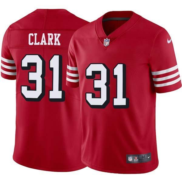 Red Throwback Don Clark 49ers Jersey Custom Sewn-on Patches Mens Womens Youth