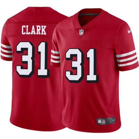 Red Throwback Don Clark 49ers Jersey Custom Sewn-on Patches Mens Womens Youth