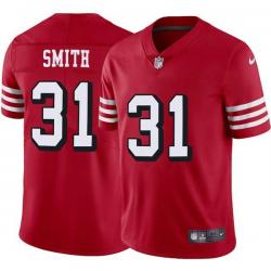 Red Throwback Reggie Smith 49ers Jersey Custom Sewn-on Patches Mens Womens Youth