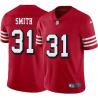 Red Throwback Reggie Smith 49ers Jersey Custom Sewn-on Patches Mens Womens Youth