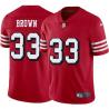 Red Throwback Hardy Brown 49ers Jersey Custom Sewn-on Patches Mens Womens Youth