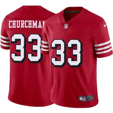 Red Throwback Ricky Churchman 49ers Jersey Custom Sewn-on Patches Mens Womens Youth