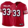Red Throwback Lawrence Phillips 49ers Jersey Custom Sewn-on Patches Mens Womens Youth