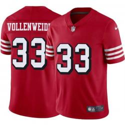Red Throwback Jim Vollenweider 49ers Jersey Custom Sewn-on Patches Mens Womens Youth