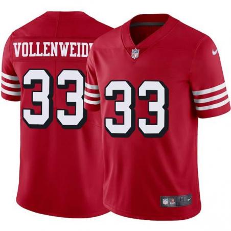 Red Throwback Jim Vollenweider 49ers Jersey Custom Sewn-on Patches Mens Womens Youth